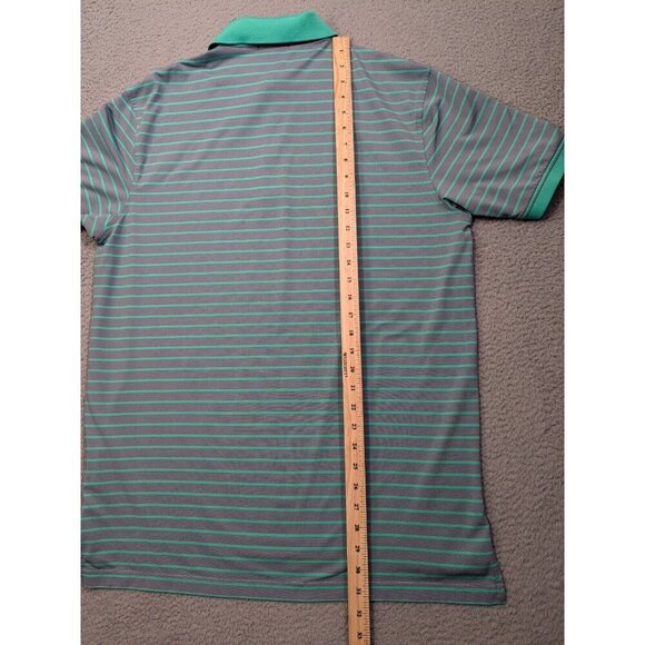 Peter Millar Teal and Gray Striped Polo Shirt - Picture 6 of 9